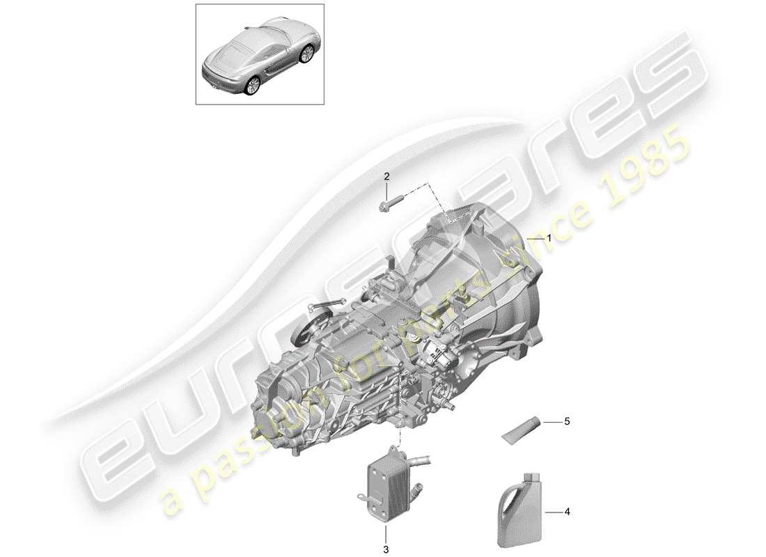 porsche cayman 981 (2014) manual gearbox part diagram