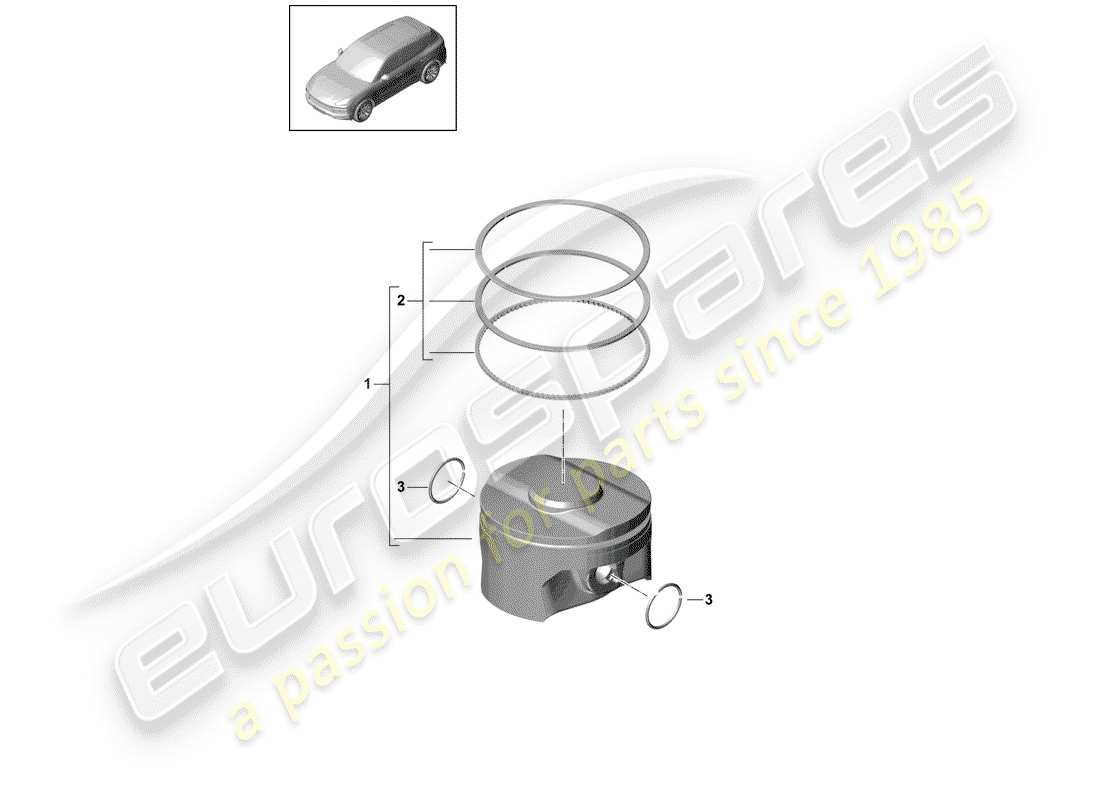 porsche cayenne e3 (2020) piston complete part diagram