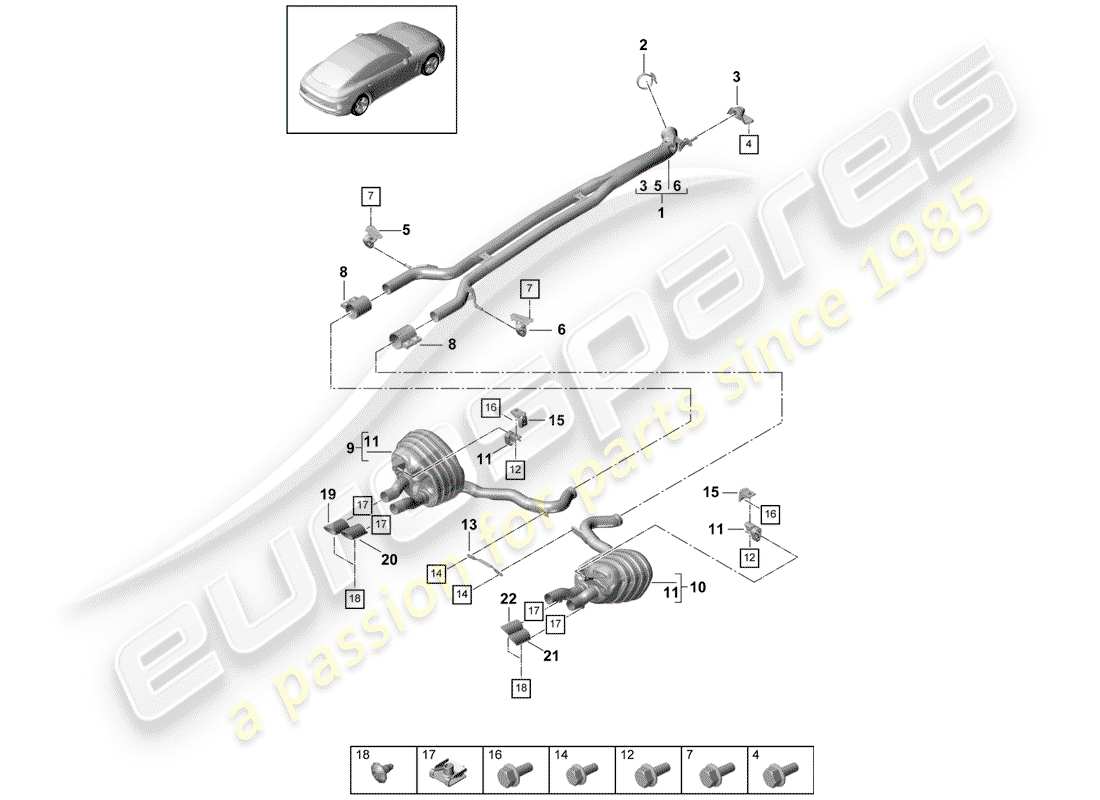 porsche 2020 (panamera 971-1) exhaust system part diagram