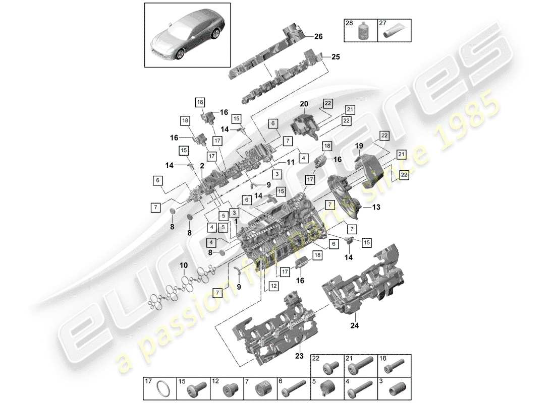 porsche 2020 (panamera 971-1) cylinder head cover part diagram