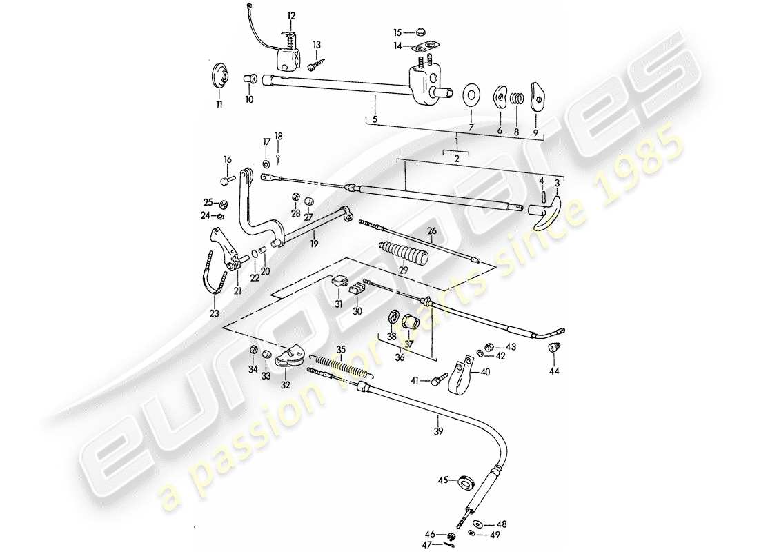 porsche 1964 (356b/356c) handbrake part diagram