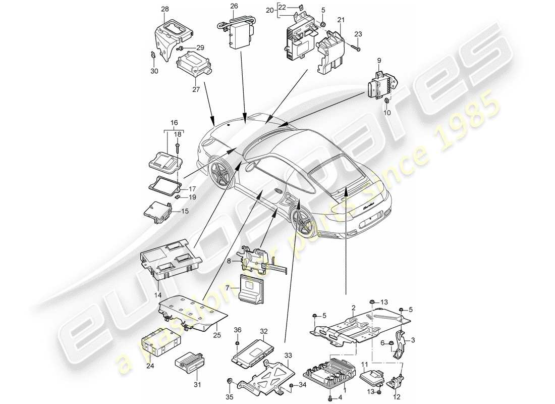 porsche 2012 (997-2 turbo / gt2 rs) control units part diagram