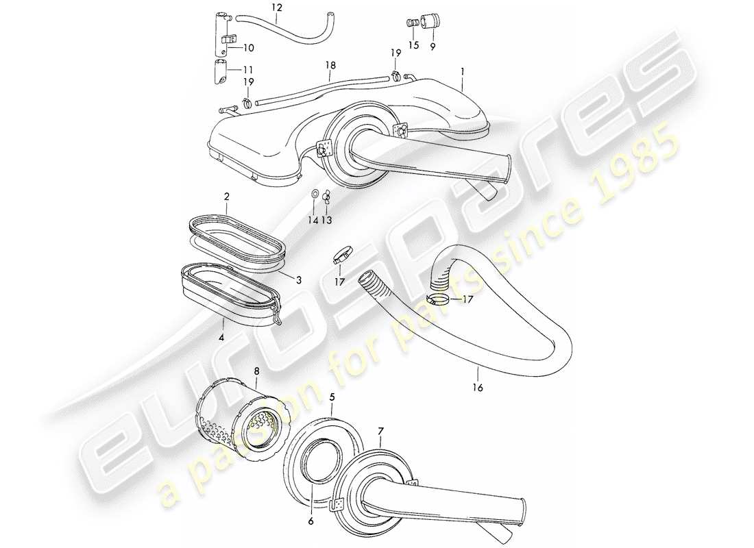porsche 1970 (911) air cleaner system - for - - zenith - carburetor part diagram