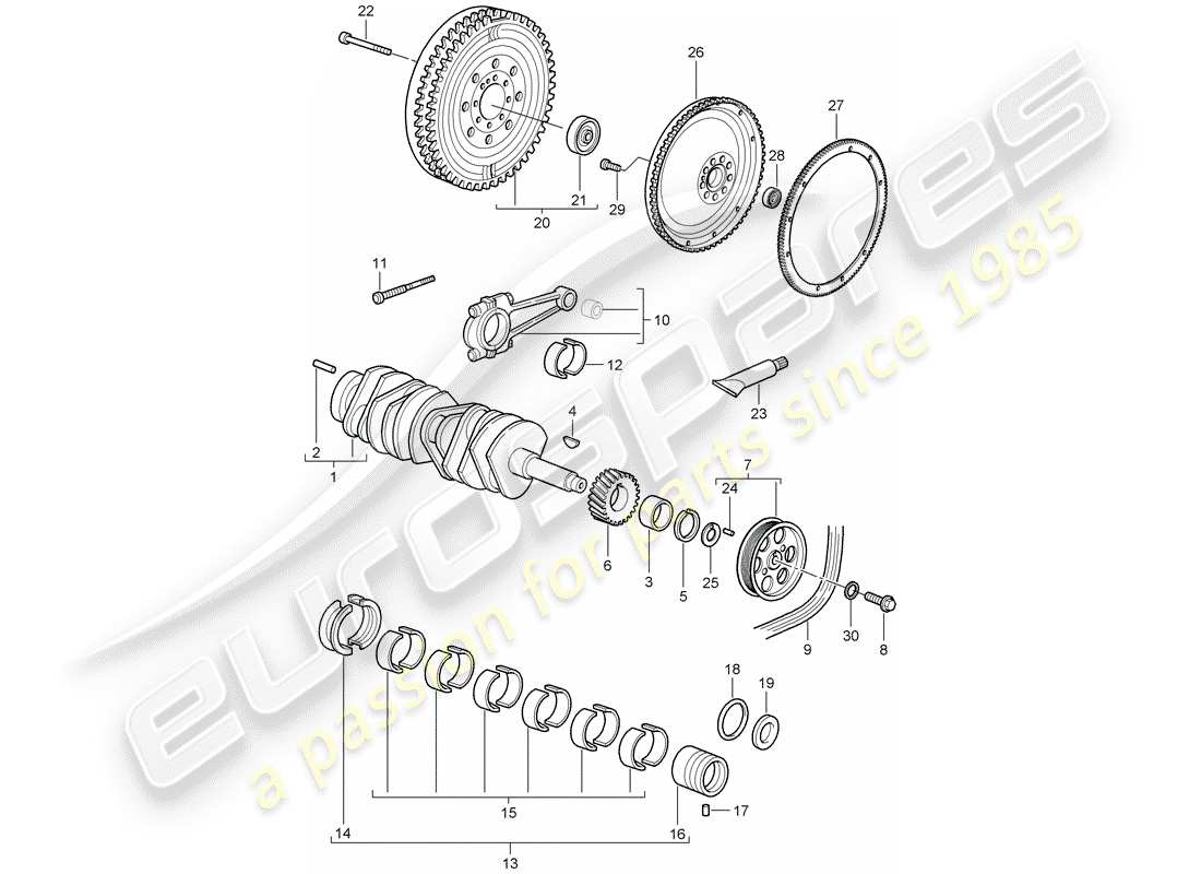 porsche 2008 (997-1 gt3) crankshaft part diagram