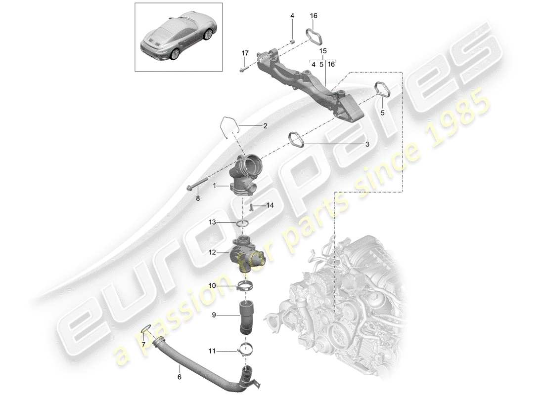 porsche 2020 (991-2 turbo) sub-frame part diagram