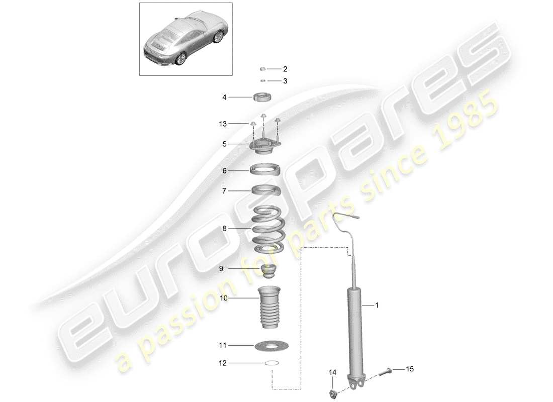 porsche 2020 (991-2) shock absorber part diagram