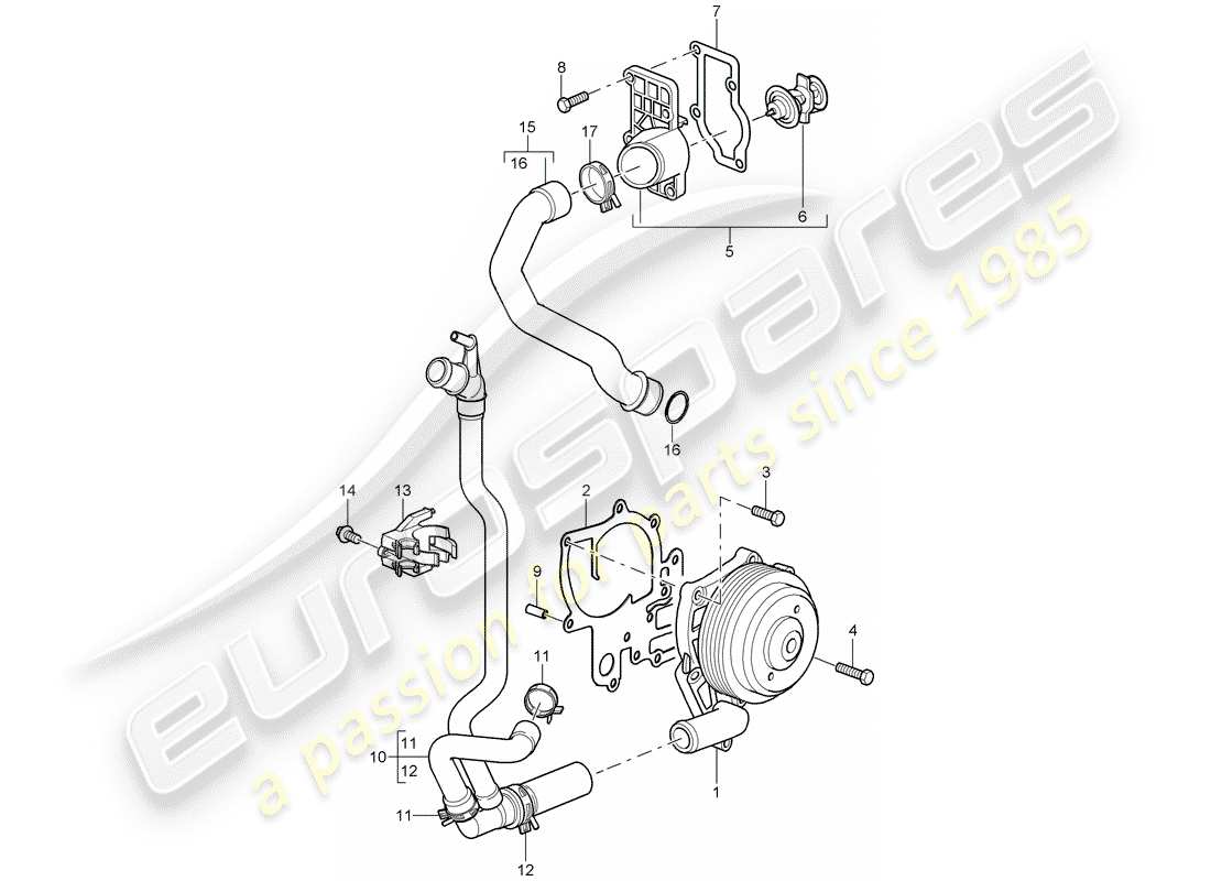 porsche 2007 (997-1) water pump part diagram