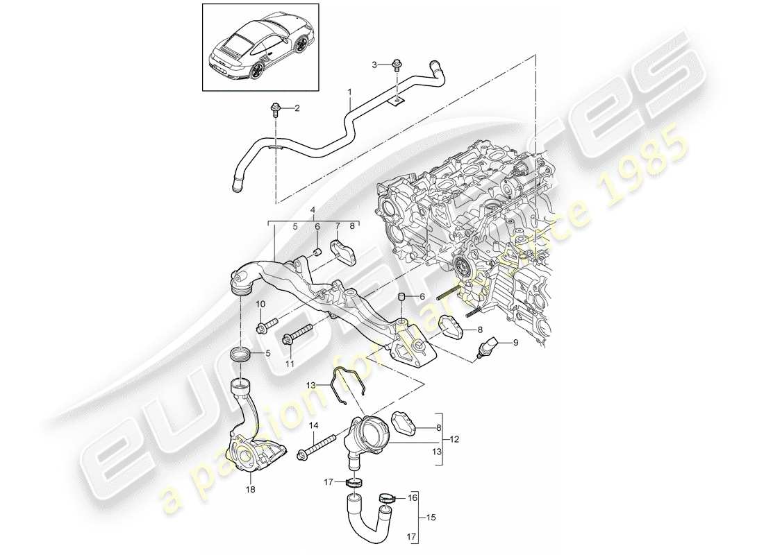 porsche 2012 (997-2 turbo / gt2 rs) sub-frame part diagram