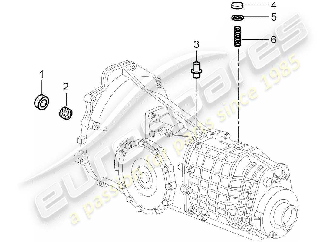 porsche boxster 986 (2002) transmission - single parts - d - mj 2000>> parts diagram