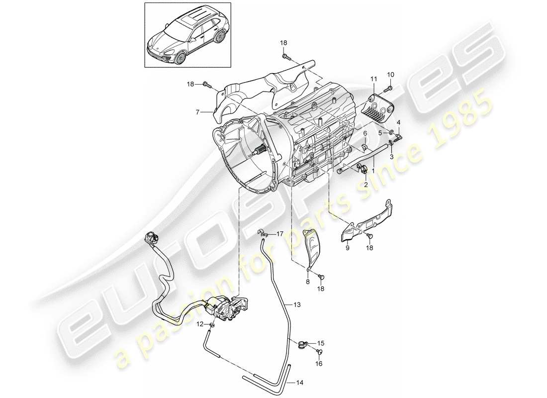 porsche 2011 (cayenne e2 92a) 8-speed automatic gearbox part diagram