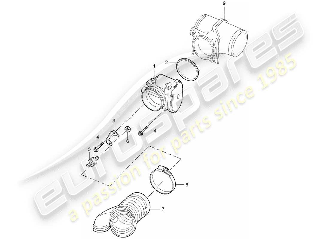 porsche 2007 (997-1) throttle body part diagram