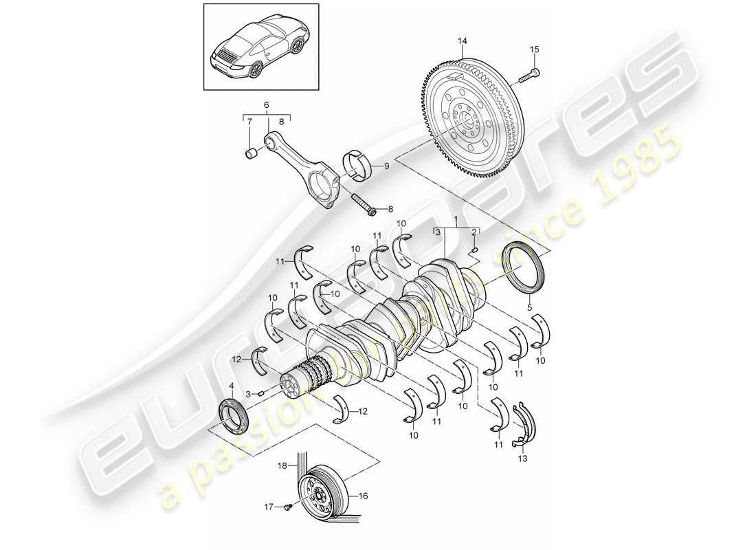 porsche 997 gen. 2 (2012) crankshaft parts diagram