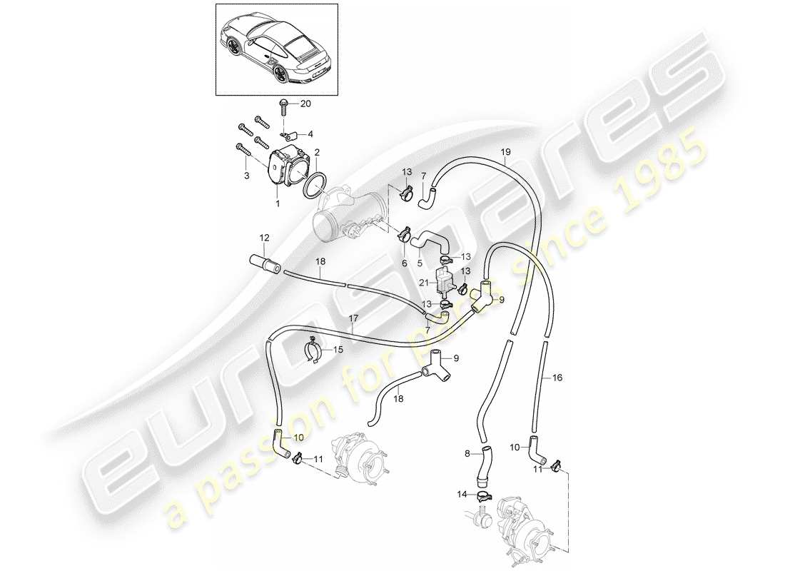 porsche 2013 (997-2 turbo / gt2 rs) throttle body part diagram