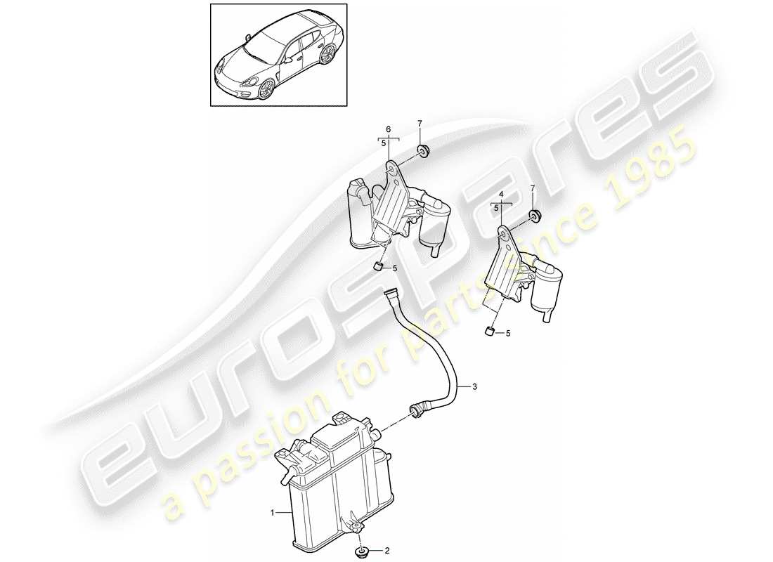 porsche panamera 970 (2014) evaporative emission canister part diagram