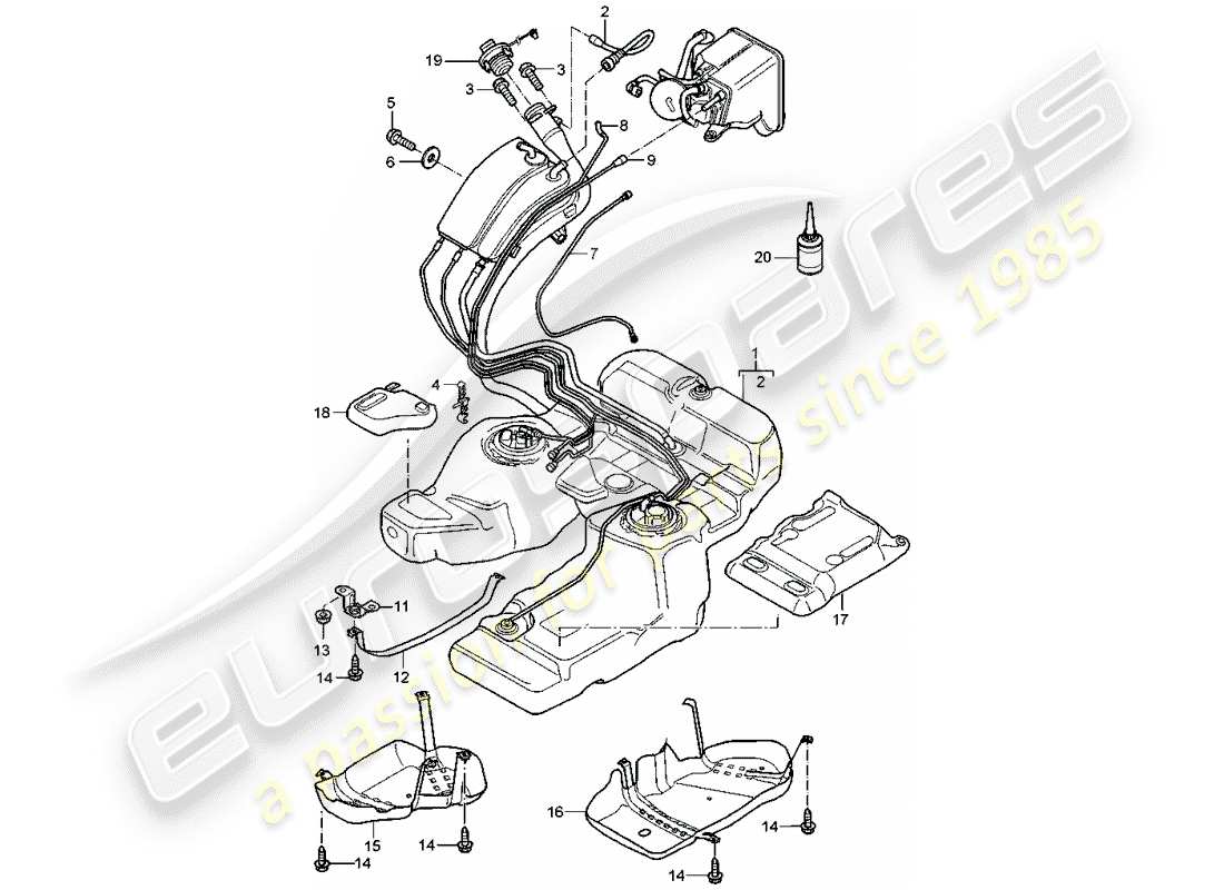 porsche 2004 (cayenne e1 9pa) fuel tank part diagram