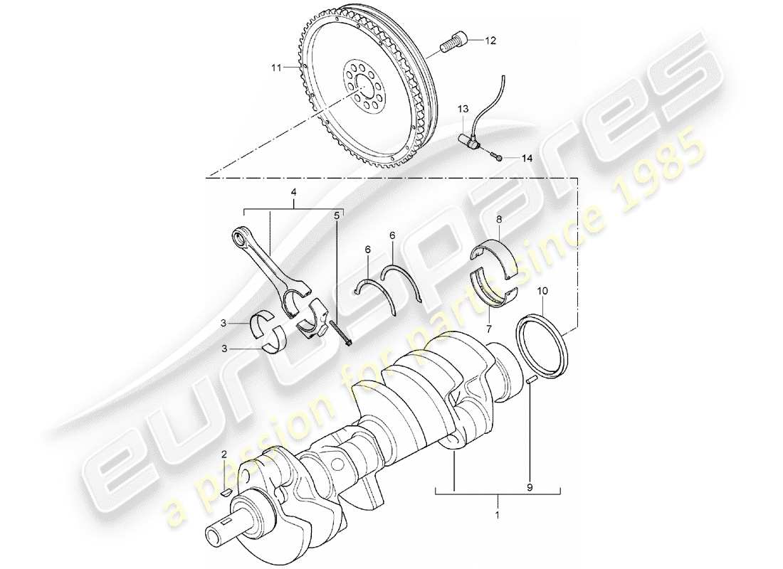 porsche 2004 (cayenne e1 9pa) crankshaft part diagram