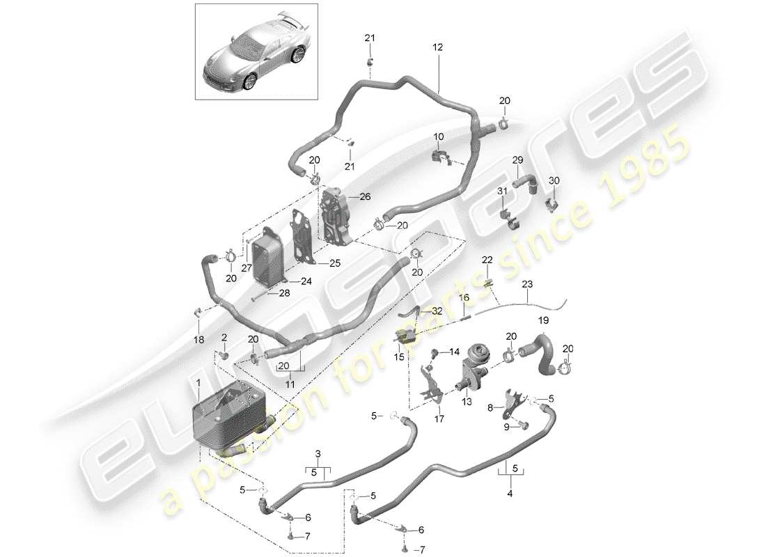 porsche 991r/gt3/rs (2014) - pdk - parts diagram