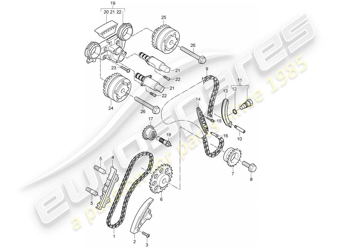 porsche 2007 (cayenne e1 9pa) timing chain part diagram