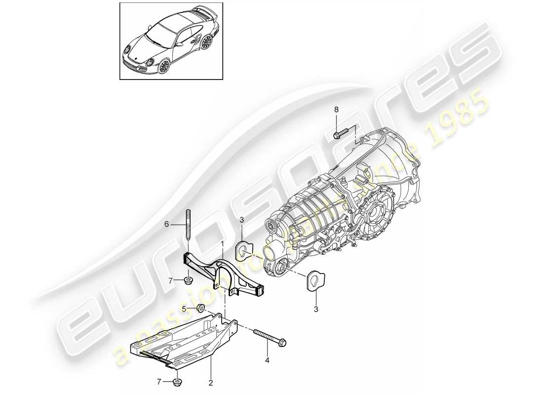 porsche 911 t/gt2rs (2012) transmission suspension part diagram