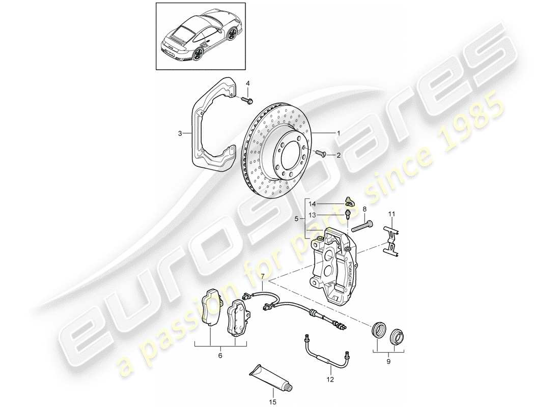 porsche 2012 (997-2 turbo / gt2 rs) disc brakes part diagram