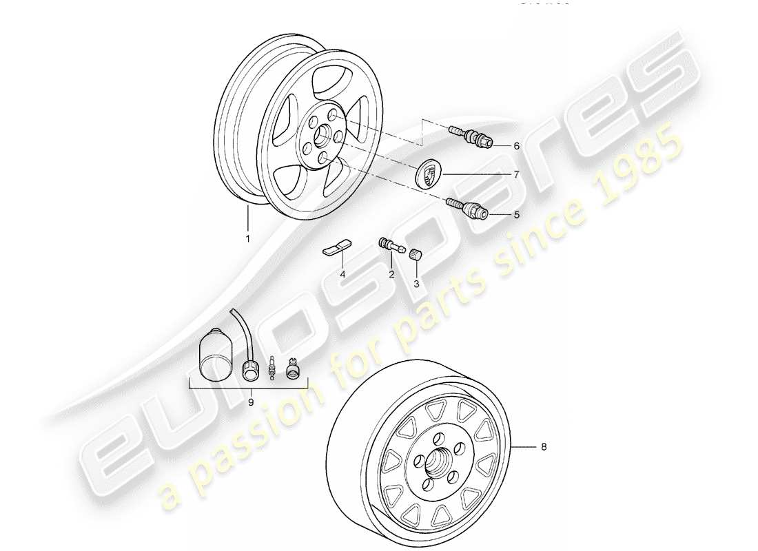 porsche 2007 (997-1) wheels part diagram