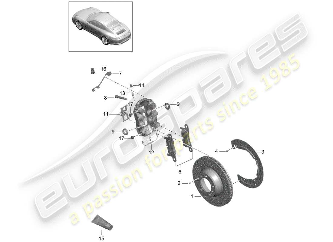 porsche 2019 (991-2) disc brakes part diagram