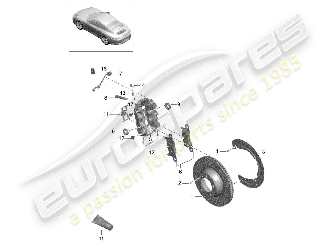 porsche 991 gen. 2 (2019) disc brakes part diagram