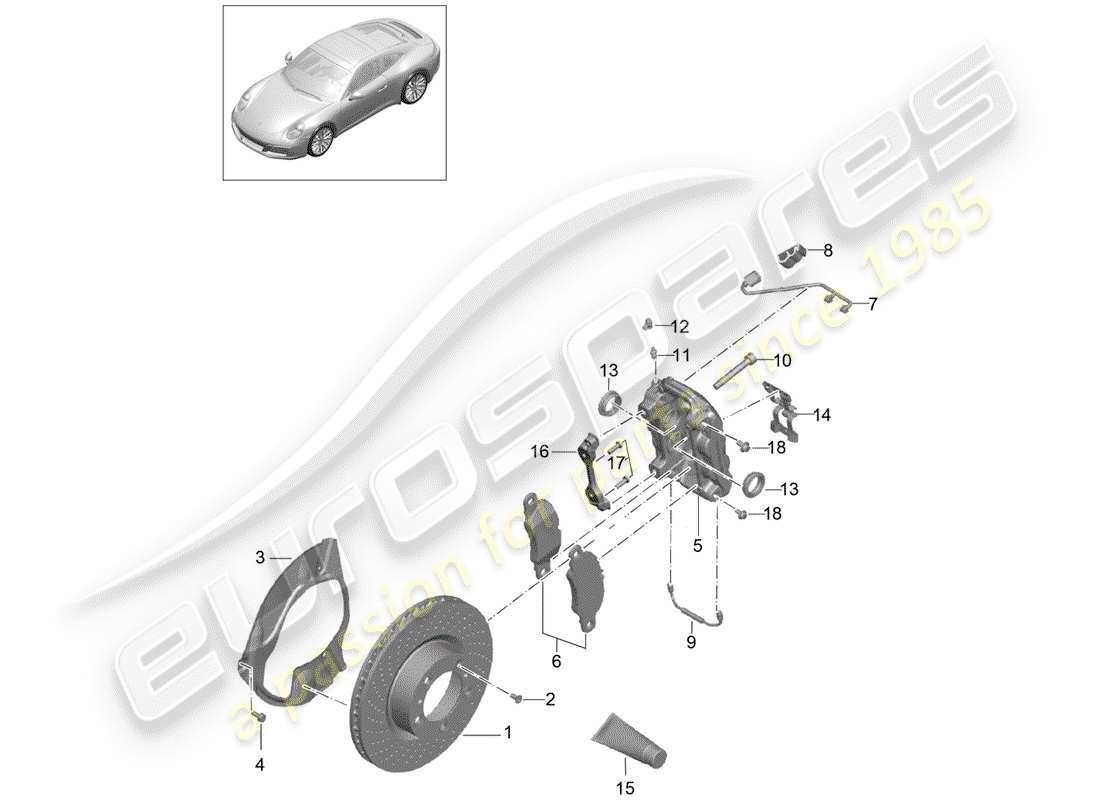 porsche 2020 (991-2) disc brakes part diagram
