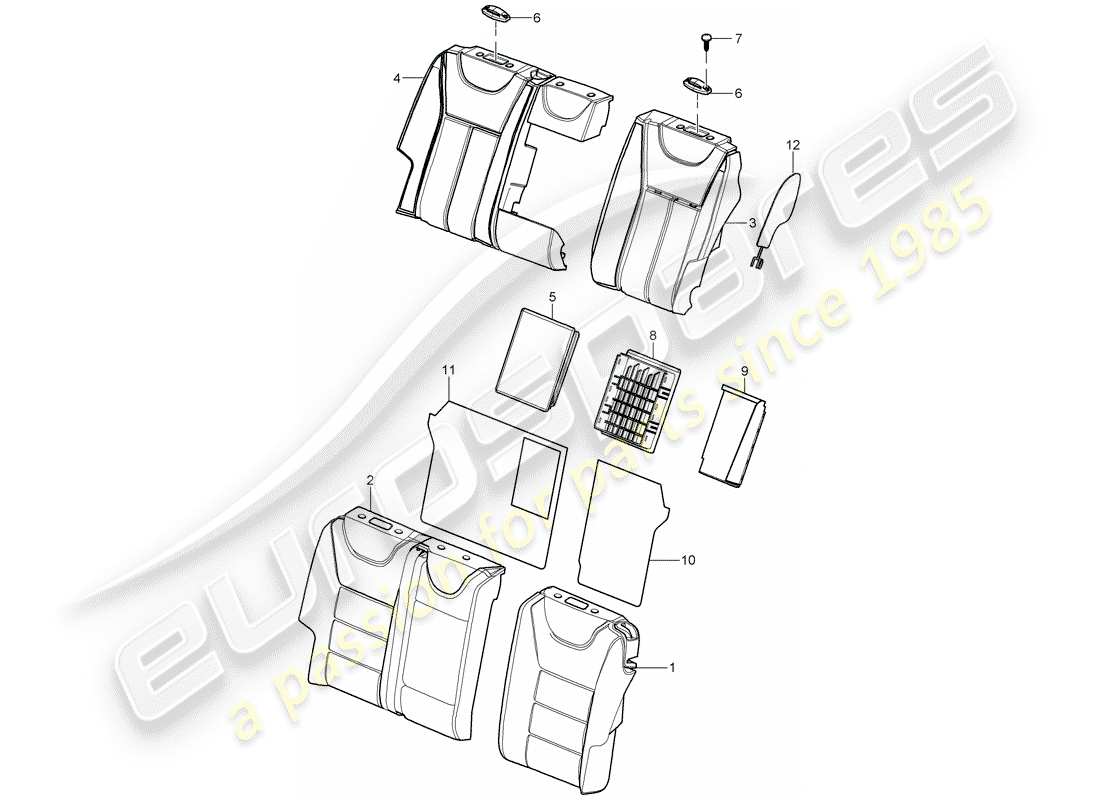 porsche cayenne (2003) backrest covers part diagram