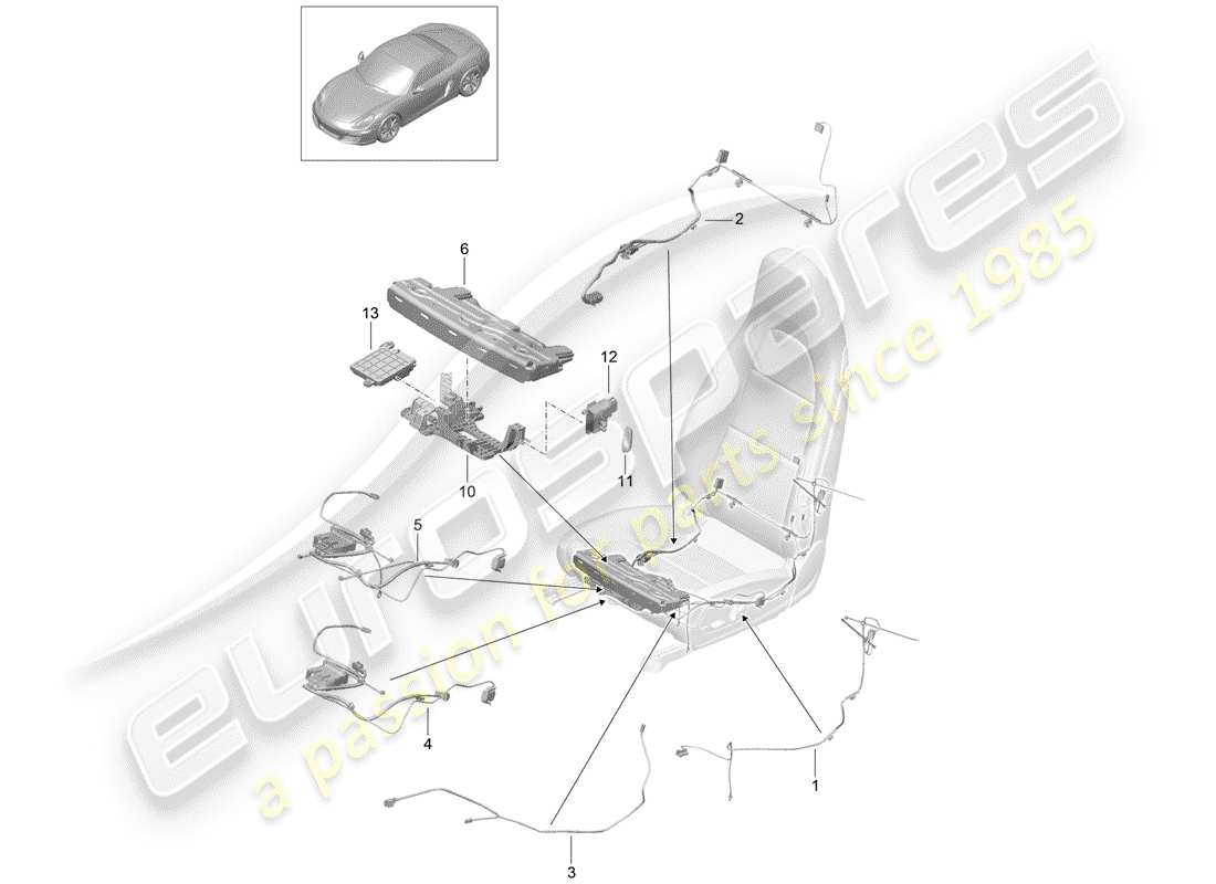 porsche 2012 (981 boxster) wiring harnesses parts diagram