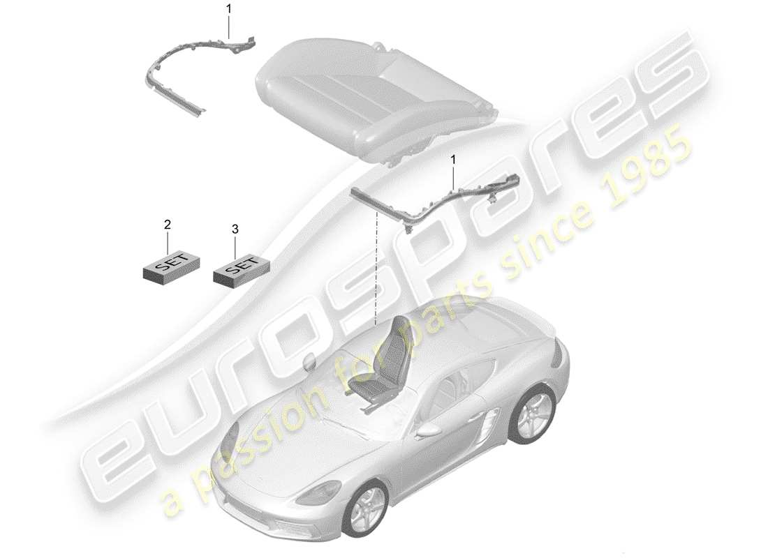 porsche 2020 (718 cayman) padding for seat part diagram