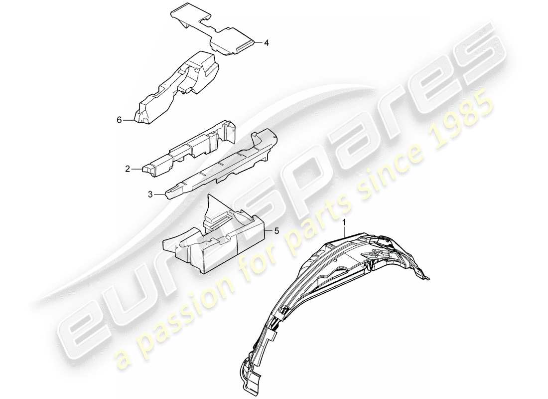 porsche 2007 (cayenne e1 9pa) sound absorber part diagram