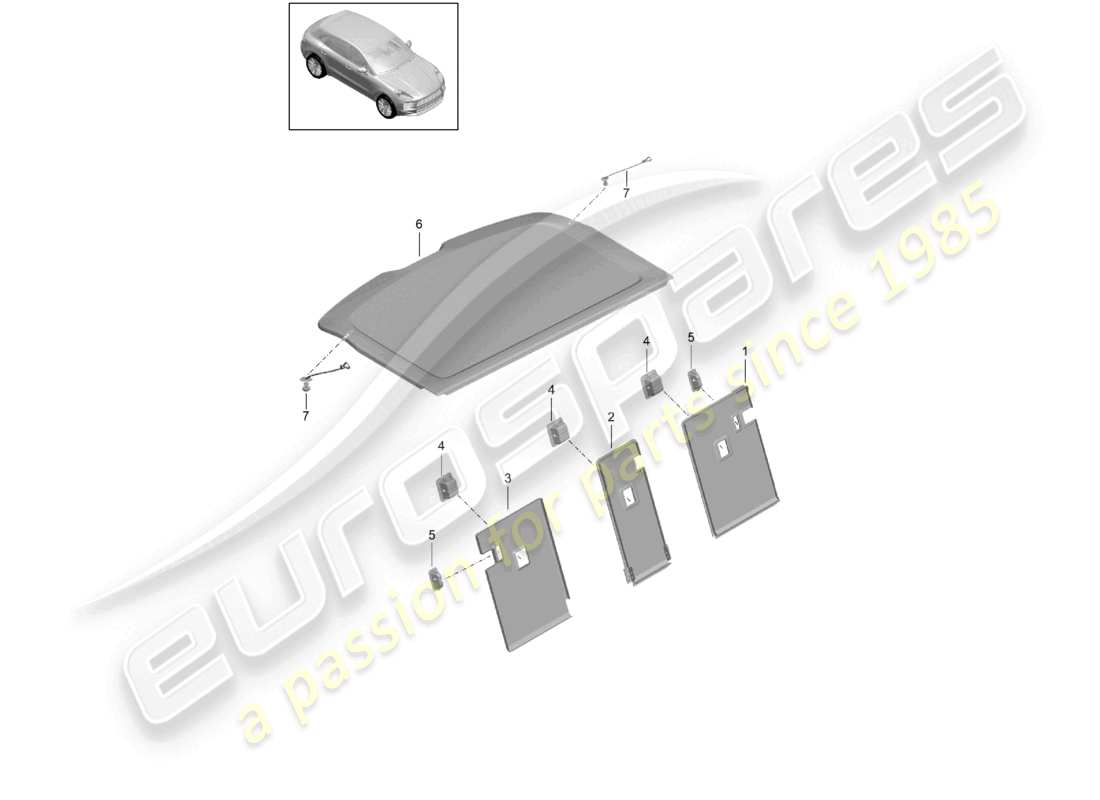 porsche 2019 (macan) covering rear panel cover cap cover for luggage boot part diagram