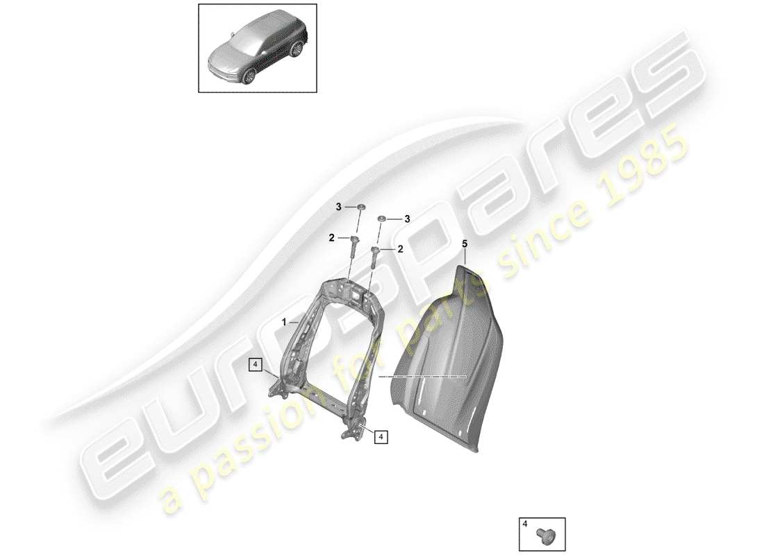 porsche 2019 (cayenne e3 9ya/9yb) frame - backrest part diagram