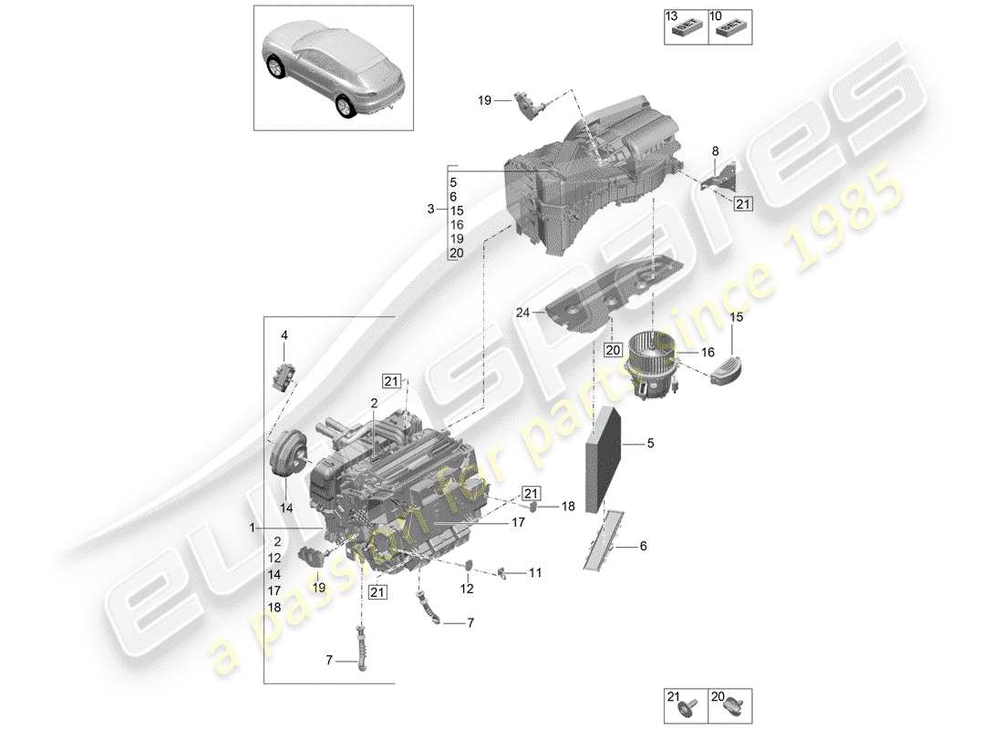 porsche 2014 (macan) air conditioner part diagram