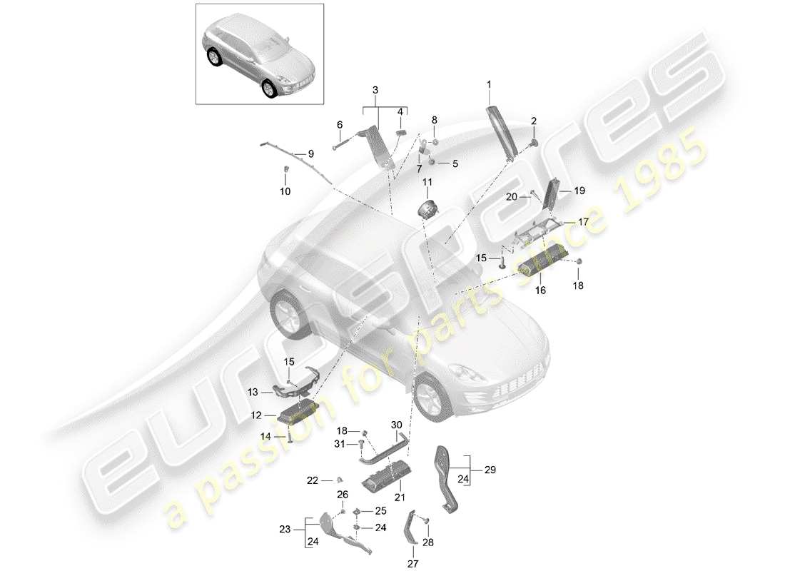 porsche 2015 (macan) airbag part diagram