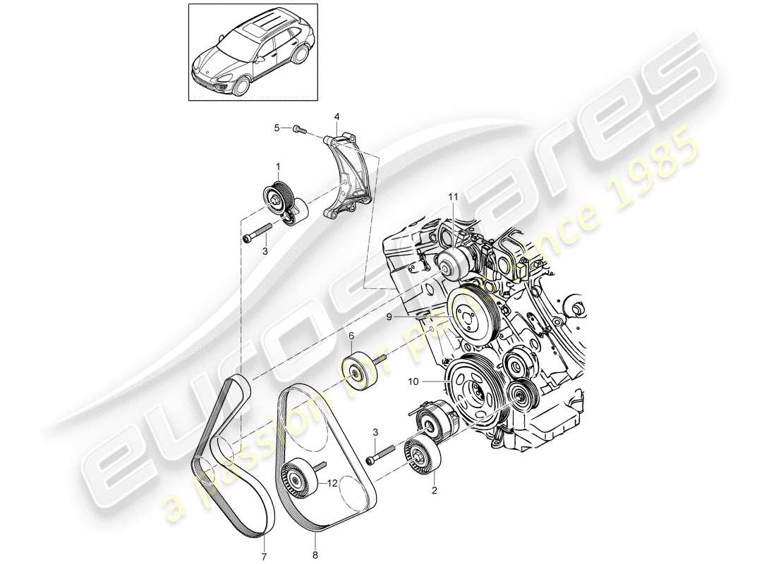 porsche 2014 (cayenne e2 92a) belt tensioning damper part diagram