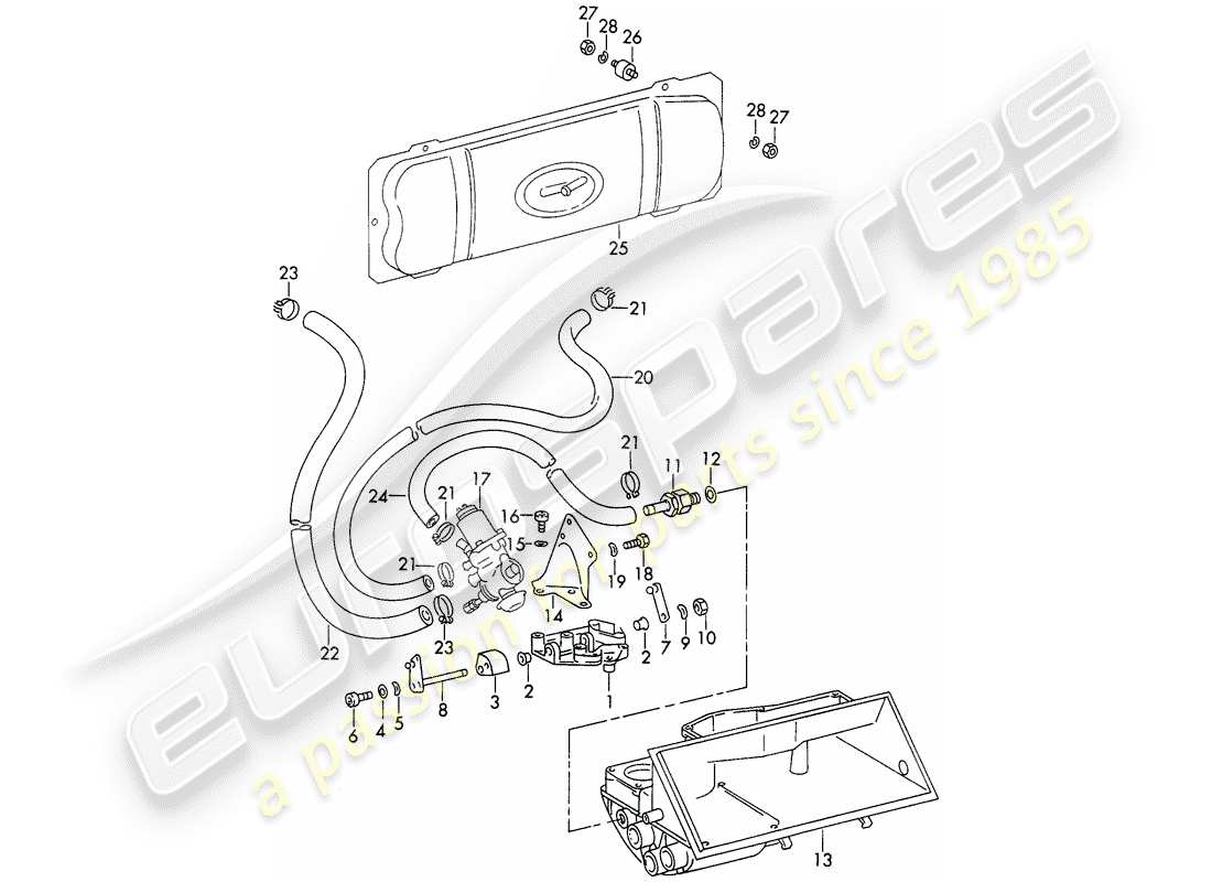 porsche 1970 (911) vacuum system - for - clutch release - d - mj 1972>> part diagram