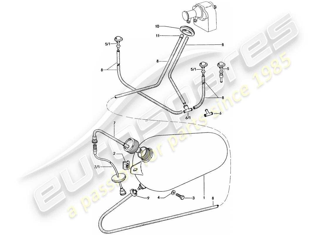 porsche 1973 (914) windshield washer unit part diagram