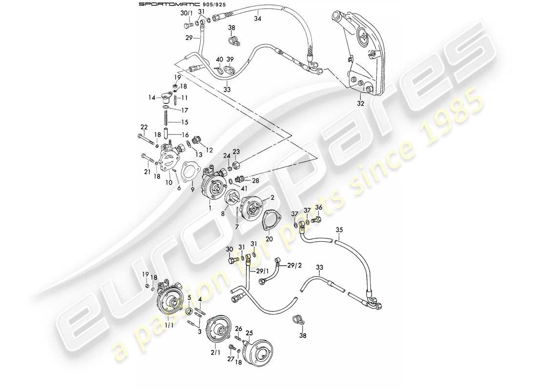 porsche 1970 (911) oil supply - for - torque converter - sportomatic - d - mj 1973>> part diagram