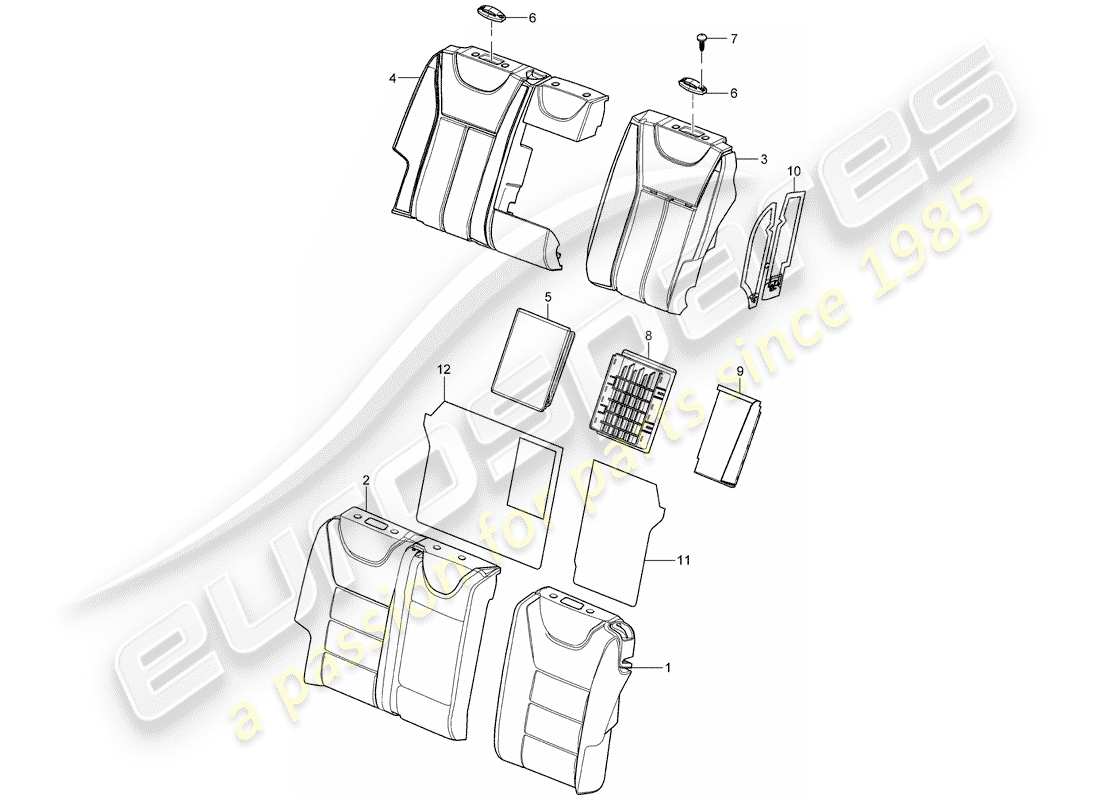 porsche 2010 (cayenne e1 9pa) foam part part diagram