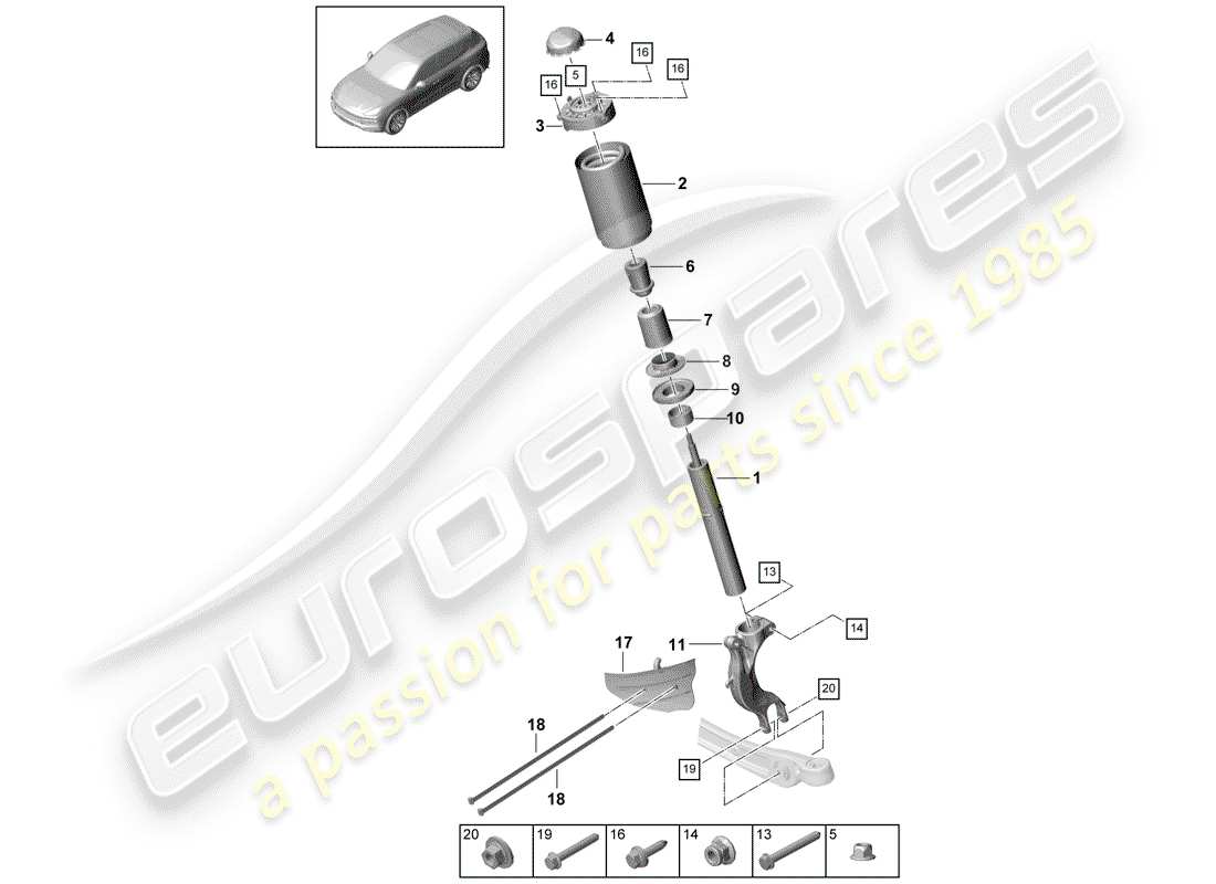porsche 2018 (cayenne e3 9ya/9yb) suspension part diagram