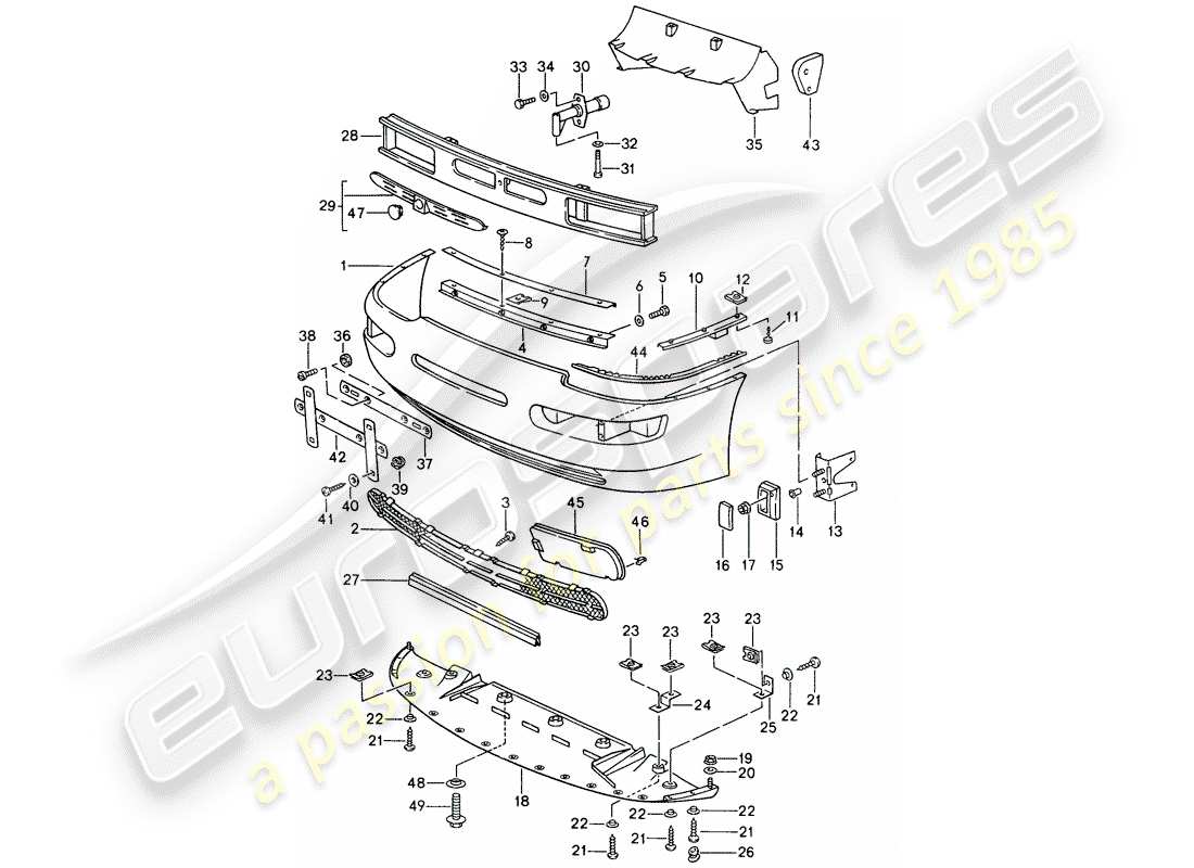 porsche 1992 (968) cover for bumper - bumper parts diagram