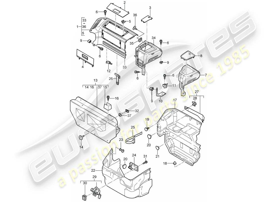 porsche 2007 (997-1) luggage compartment part diagram