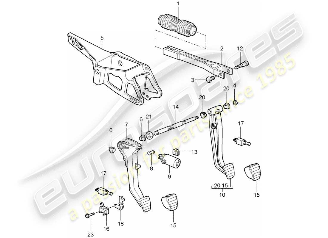 porsche 997 gt3 (2007) pedals part diagram