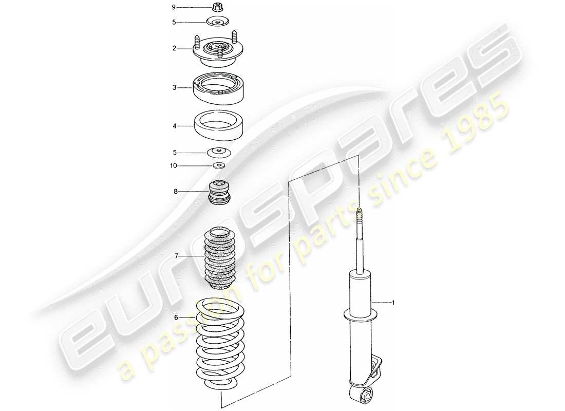 porsche 996 (2000) shock absorber - coil spring parts diagram