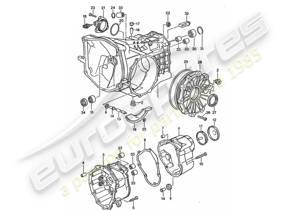 porsche 1994 (968) manual gearbox - replacement transmission - transmission case part diagram