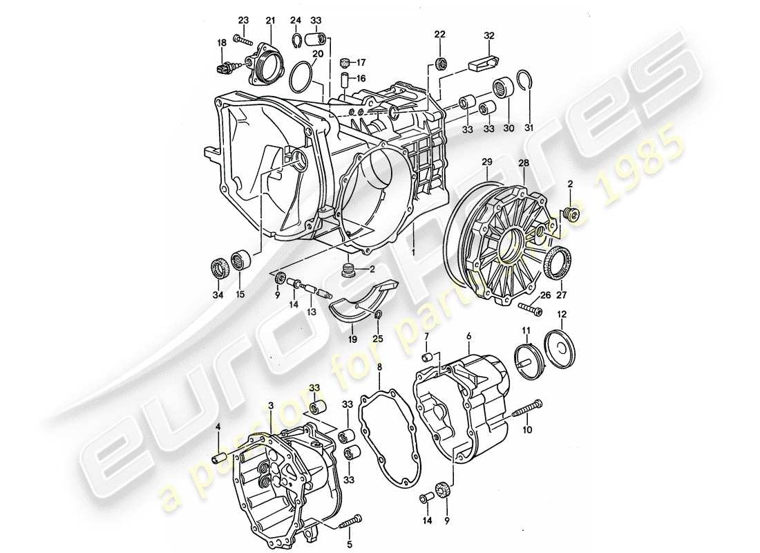 porsche 968 (1994) manual gearbox - replacement transmission - transmission case part diagram
