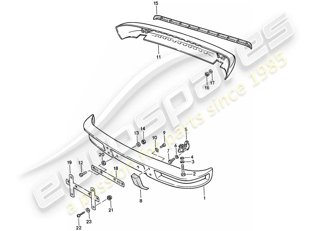 porsche 1986 (924s) bumper - without: - buffer part diagram