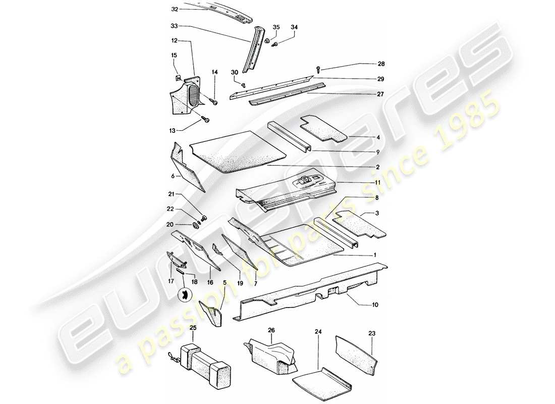 porsche 1973 (914) interior equipment part diagram